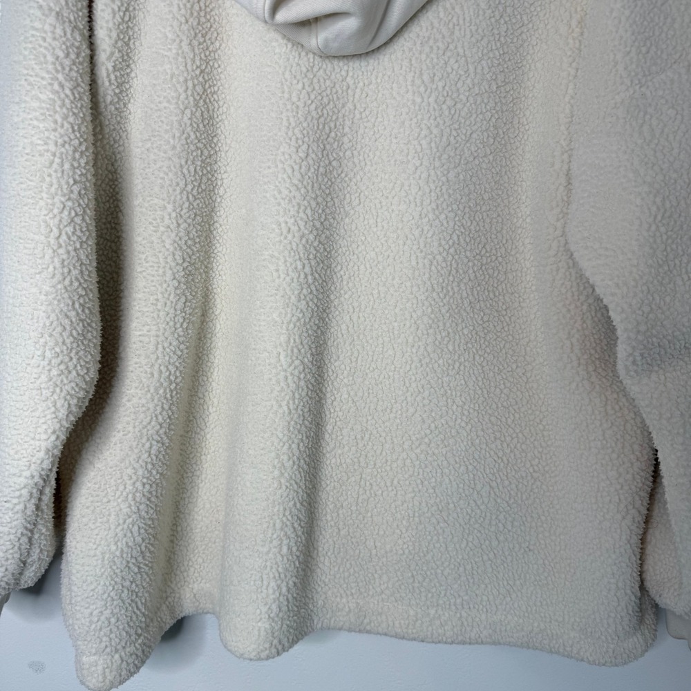 Madewell Sherpa Fleece Hoodie Pullover Bubble Sleeve M Cream Ivory Cozy Casual - Picture 6 of 11